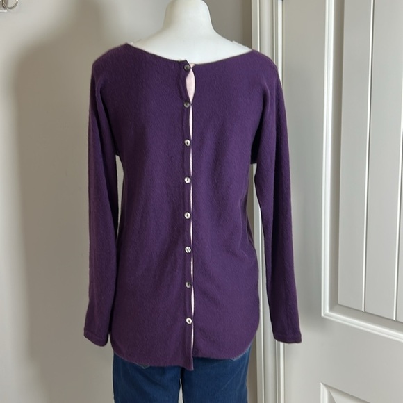 Boden Sweaters - BODEN Cashmere Sweater Button Back Crewneck Long Sleeve Jumper Purple Sz 4